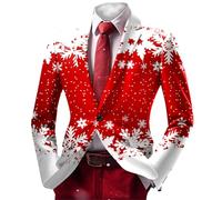 Blazer Navidad Hombre-Blazer De Navidad-Chaqueta CláSica para Atuendos De Negocios Y Ocasiones Formales con Un Ajuste Moderno Y A Medida. (Red, XXL)