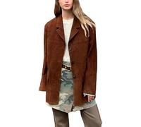 Blazer oversize en cuir marron A&M Express pour femme - Manteau décontracté oversize au style streetwear