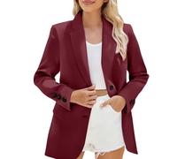 Blazer Oversize Pink Sweatblazer Sportlich, Anzugjacke Elegant Blazer Langarm Longblazer mit Knöpfen Businessblazer Solazer Damen Blazer Business Jacket Casual Sakko Übergangsjacke, Vino, S