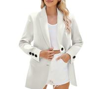 Blazer Oversize Pink Sweatblazer Sportlich, Anzugjacke Elegant Blazer Langarm Longblazer mit Knöpfen Businessblazer Solazer Damen Blazer Business Jacket Casual Sakko Übergangsjacke, beige, XL