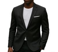 Blazer para hombre, ajuste regular, chaqueta deportiva informal inteligente, diseño a medida, abrigo de novio de boda L-3XL (negro 3XL)