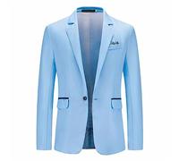 Blazer para hombre de corte regular - chaqueta de traje para hombre, tallas grandes, chaqueta de temperamento con un botón, traje de ocio delantero abierto con cuello de solapa abierto, negocios