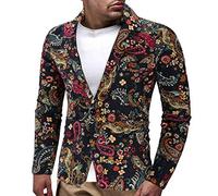 Blazer retro para hombre, chaqueta de traje con estampado, chaqueta de fiesta temática con cuello en V, blazers coloridos para club nocturno, chaquetas de esmoquin funky, chaquetas ligeras de boda