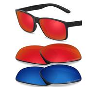 BlazerBuck Lentes de repuesto polarizadas antisal para Arnette Slickster AN4185 58 mm, rojo fuego y azul medianoche