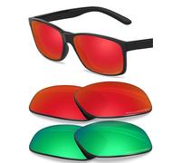 BlazerBuck Lentes de repuesto polarizadas antisal para Arnette Slickster AN4185 58 mm, rojo fuego y verde esmeralda