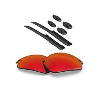 BLAZERBUCK Lentes de repuesto polarizadas antisal y kit de calcetines para Oakley Fast Jacket OO9097/Fast Jacket Asian Fit OO9162 - Rojo fuego