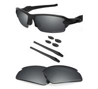 BLAZERBUCK Polarized Replacement Lenses & Sock Kit for Oakley Flak 2.0 OO9295 - Silver Chrome