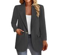 Blazers 2025 para mujer, estilo casual, de gran tamaño, con frente abierto, de manga larga, para trabajo, oficina, negocios, gris, XXL