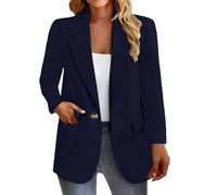 Blazers 2025 para mujer, estilo casual, de gran tamaño, con frente abierto, de manga larga, para trabajo, oficina, negocios, azul marino, S