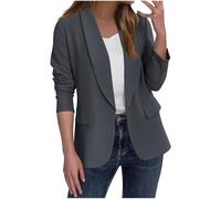 Blazers for Women Business Lapel Collar Long Sleeve Jacket Coats Work Office Suits with Pockets Casual Open Front (H05 Dark Gray,XXL)