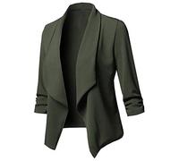 Blazers para mujer, chaqueta de traje informal de manga larga, cárdigan abierto al frente, para trabajo, oficina, 2025, abrigos de moda, Ejercito Verde, L