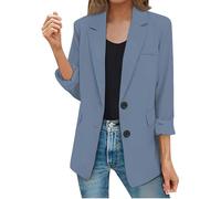 Blazers para mujer, estilo casual, frente abierto, manga larga, para trabajo, oficina, cuello de solapa, con botones, Bu2., XL