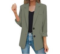Blazers para mujer, estilo casual, frente abierto, manga larga, para trabajo, oficina, cuello de solapa, con botones, verde menta, XL