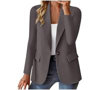 Blazers para mujer, estilo informal, de gran tamaño, con frente abierto, de manga larga, para trabajo, oficina, negocios, blazer 2025, gris oscuro, 3XL