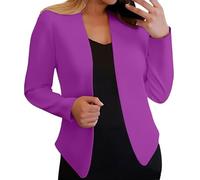 Blazers para mujer para el trabajo, casual, elástico, de manga larga, para otoño, para negocios, traje de trabajo, chaquetas de oficina, Morado (, XL