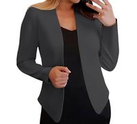 Blazers para mujer para el trabajo, casual, elástico, de manga larga, para otoño, para negocios, traje de trabajo, chaquetas de oficina, gris, S