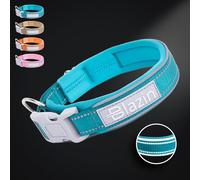 BLAZIN Collar reflectante para perro, diseño de cierre de junta tórica para perros sensibles, acolchado de neopreno suave, collares de perro O So Comfy, impermeable (M, azul)