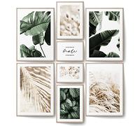 BLCKART Botanic Green Beige - Juego de pósteres de plantas y flores secas para salón, dormitorio y oficina, decoración de pared moderna (4 x A3, 2 x A4, 2 x A5, sin marco, juego de 8)