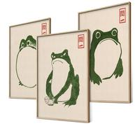 BLCKART Hoji Frogs Poster Set Ukiyo-e Arte Japonés Japón Decoración de Pared Imágenes Decoración de Dormitorio Decoración de Salón Pinturas Eclécticas (3x A3 | Sin Marco)