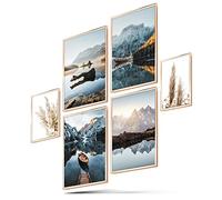 BLCKART Infinity Dreamy Mountains - Juego de pósteres de pared impresos por ambos lados, póster de primera calidad, imágenes para decoración de pared, tamaño M 4 x A4 y 2 x A5