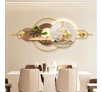 BLCKTIGR Arte de Pared 3D LED, Lujoso Ciervo Dorado & Pino Arte de Pared LED, Escultura de Pared Moderna para salón Comedor(B,130 * 50cm/51.18 * 19.69in)