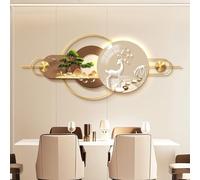 BLCKTIGR Arte de Pared 3D LED, Lujoso Ciervo Dorado & Pino Arte de Pared LED, Escultura de Pared Moderna para salón Comedor(D,130 * 50cm/51.18 * 19.69in)