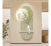 BLCKTIGR Arte de Pared LED 3D, Decoración de Pared Luna & Jarrón Hierba de Las Pampas con Textura de Arenisca, Aplique de Pared LED Silicona Suave para Entrada Salón(C,40 * 80cm/15.75 * 31.5in)