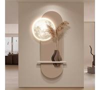 BLCKTIGR Arte de Pared LED 3D, Decoración de Pared Luna & Jarrón Hierba de Las Pampas con Textura de Arenisca, Aplique de Pared LED Silicona Suave para Entrada Salón(A,50 * 100cm/19.69 * 39.37in)