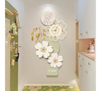 BLCKTIGR Arte de Pared LED 3D, Decoración de Reloj de Pared Floral Estilo Crema con Tira LED Oculta, Aplique de Pared Minimalista para Dormitorio Pasillo(C,40 * 80cm/15.75 * 31.5in)