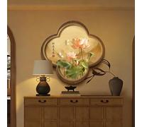 BLCKTIGR Decoración de Pared 3D LED - Moderna Flor Loto con Luces LED, Dormitorio, China Estilo Zen Tira Blanca Cálida, Símbolo Buena Suerte(B,70 * 70cm/27.56 * 27.56in)