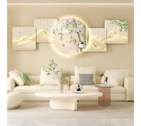 BLCKTIGR Decoración de Pared 3D LED - Panda & Bambú Pared, Escultura Retroiluminada para Salón, Estilo Chino Moderno, Símbolo Buena Suerte Fortuna(B,180 * 60cm/70.87 * 23.62in)