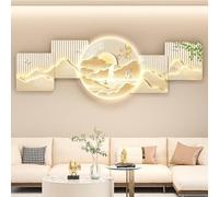 BLCKTIGR Decoración de Pared 3D LED - Panda & Bambú Pared, Escultura Retroiluminada para Salón, Estilo Chino Moderno, Símbolo Buena Suerte Fortuna(G,150 * 50cm/59.06 * 19.69in)