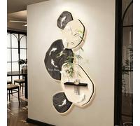 BLCKTIGR Decoración Mural 3D LED, 9 Peces Koi Bambú de Pared con Estante para Jarrón, Arte Retroiluminado Regulable Salón, Entrada, Dormitorio(C,60 * 120cm/23.62 * 47.24in)