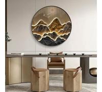 BLCKTIGR Decoración Mural 3D LED, de Pared Redonda Paisaje Montañoso Arte Retroiluminado Regulable para Entrada, Salón, Dormitorio, Oficina(B,70 * 70cm/27.56 * 27.56in)