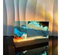 BLCKTIGR Lámpara de Resina oceánica Artesanal con Diorama de tiburón Ballena, luz Nocturna LED Regulable, Brillo sin Parpadeo, único para Amantes del mar(A-Cool White)