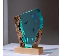 BLCKTIGR Lámpara de Resina oceánica Artesanal con Diorama de tiburón Ballena, luz Nocturna LED Regulable, Brillo sin Parpadeo, único para Amantes del mar(K-Multi-Color)