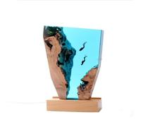 BLCKTIGR Lámpara de Resina oceánica Artesanal con Diorama Submarino detallado, tiburón Ballena, Buzo y Arrecife Coral, luz LED Resina para Escritorio, Dormitorio(U)