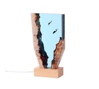 BLCKTIGR Lámpara de Resina oceánica Artesanal con Diorama Submarino detallado, tiburón Ballena, Buzo y Arrecife Coral, luz LED Resina para Escritorio, Dormitorio(N)