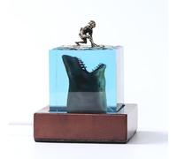 BLCKTIGR Lámpara de Resina oceánica Artesanal con Diorama Submarino detallado, tiburón Ballena, Buzo y Arrecife Coral, luz LED Resina para Escritorio, Dormitorio(O)