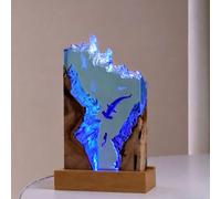 BLCKTIGR Lámpara de Resina oceánica Artesanal con Diorama Submarino detallado, tiburón Ballena, Buzo y Arrecife Coral, luz LED Resina para Escritorio, Dormitorio(D)