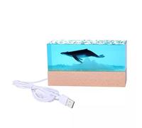 BLCKTIGR Lámpara de Resina oceánica Artesanal con Diorama Submarino detallado, tiburón Ballena, Buzo y Arrecife Coral, luz LED Resina para Escritorio, Dormitorio(I)