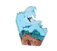 BLCKTIGR Lámpara de Resina oceánica Artesanal con Diorama Submarino detallado, tiburón Ballena, Buzo y Arrecife Coral, luz LED Resina para Escritorio, Dormitorio(K)