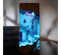 BLCKTIGR Lámpara de Resina oceánica Artesanal con Pareja de Buzos y tiburón Ballena, luz Nocturna LED USB Diorama Submarino,decoración para Amantes del mar(D)
