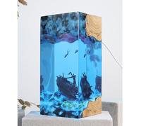 BLCKTIGR Lámpara de Resina oceánica Artesanal con Pareja de Buzos y tiburón Ballena, luz Nocturna LED USB Diorama Submarino,decoración para Amantes del mar(P)