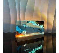 BLCKTIGR Lámpara de Resina oceánica Artesanal con tiburón Ballena y Escultura Buzo, luz LED cálida Regulable, decoración artística Dormitorio, Amantes del océano(20 * 12.5 * 3cm/8 * 5 * 1.2in)