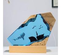 BLCKTIGR Lámpara de Resina oceánica Artesanal, luz Nocturna LED Regulable con tiburón y Arrecife Coral, decoración Dormitorio Escritorio,para Hombres Mujeres(D1)