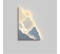 BLCKTIGR Landscape Wall Art, Arte de Pared LED 3D con Luz Decoración Montaña y Cascada, Aplique de Pared Sin Parpadeo Baja Tensión Seguro para Salón Dormitorio(H,90 * 135cm/35.43 * 53.15in)