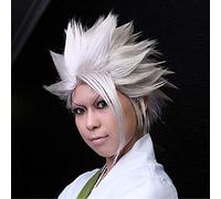 BLEACH Hitsugaya Toushirou Peluca Corta Plata Blanco Capas Mullidas Resistencia al calor Fibra Pelo sintético Cosplay Pelucas + Peluca Cap