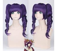 Bleach Katenkyoukotsu medio largo pelucas de cosplay para mujeres pelo falso femenino 50 cm púrpura rizado ondulado peluca sintética Anime fiesta regalo