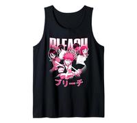 Bleach Pink Cast Photo with Kanji Logo Anime Camiseta sin Mangas